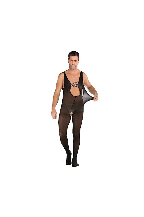 String Homme Sexy Hot Dentelle Slips Boxer Collants Sexy en résille pour Hommes Robes Moelleuses pour Hommes G, One Size 