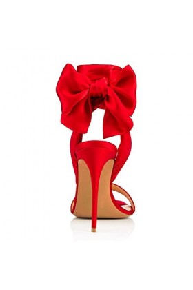 Talons hauts 11CM Womens Fashion Stiletto Sandals Sexy Open Toe Ankle Strap Party Chaussures de mariage-Red||41