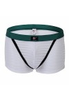 Strings Hommes Et Cordes G sous-vêtement Homme Maille Rayée Boxer Sexy sous-vêtement Soyeux Translucide Ultra-Fin,Rouge,XL