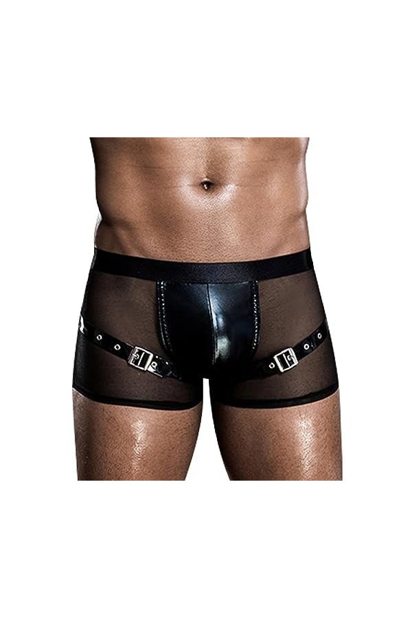 AIEOE Sexy Boxer Homme Mesh Transparent sous-Vêtement Erotique Boxershorts Masculins Caleçons Noir Style 05