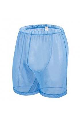 Boxer sexy en maille transparente pour homme - Stretch et respirant, 1 pièce - Bleu, L