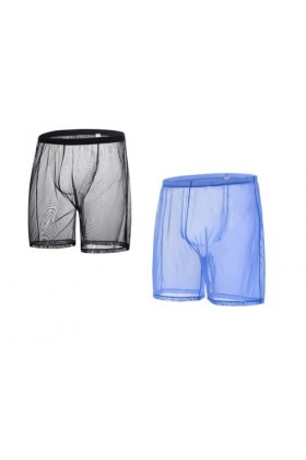 BIATWOWR See-Through Short sexy pour homme Transparent Unlined Long Leg Trunks, Lot de 3 : multi-B 8501 , XXXL