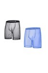 BIATWOWR See-Through Short sexy pour homme Transparent Unlined Long Leg Trunks, Lot de 3 : multi-B 8501 , XXXL