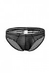 BaronHong Mens Skimpy Briefs Underwear Sexy Stripe Mesh See Through Briefs Noir, L 