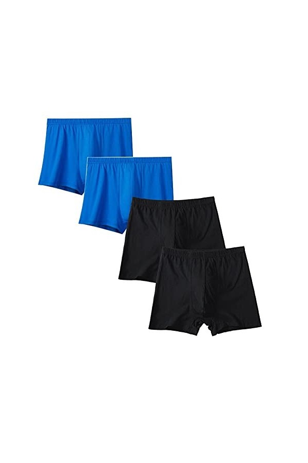4 pcs hommes sous-vêtements boxer culottes shorts coton respirant intimé grand taille Color : CBlu Blk, Size : 7X-LAGER 
