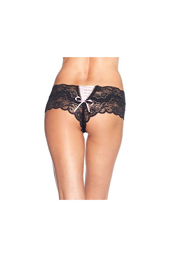 Leg Avenue Boxer Dentelle Et Nœud Noir/Rose Medium/Large