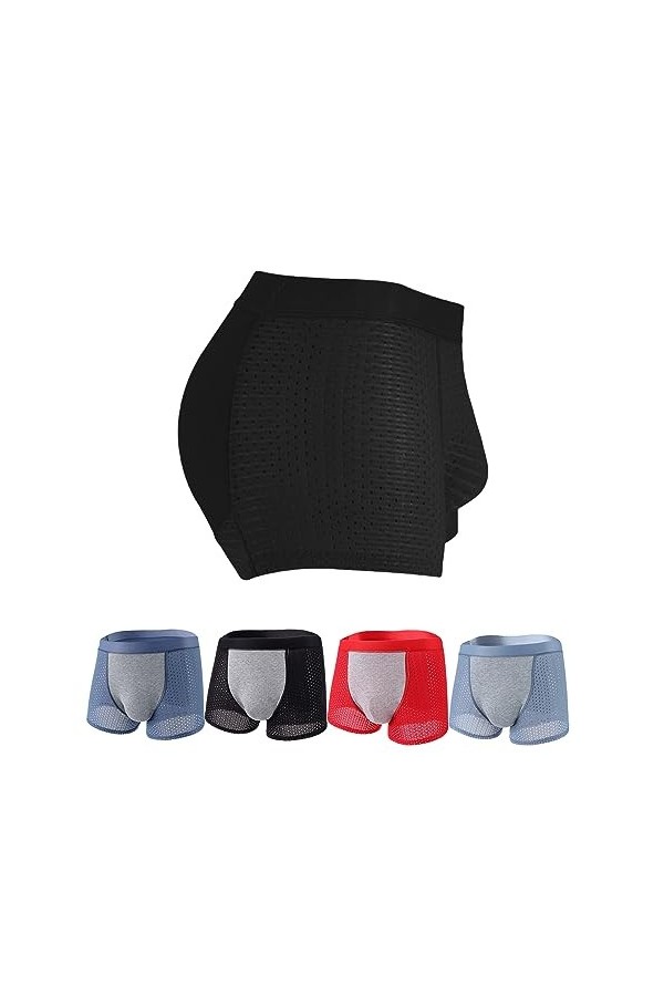 Jelaqmot Nylon Ice Silk Breathable Mens Underwear, Mesh Sexy Transparent Breathable Ice Silk Sports-Inspired Boxer Briefs B