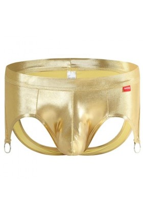 Générique sous-vêtements Sexy en Cuir Verni pour Hommes avec Anneau Moto Sport Creux Jockstrap sous-vêtements Slips Extensibl