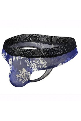 Générique sous-vêtements pour Hommes Maille imprimée String Dentelle Broderie Maille String String Culotte Taille Basse Sexy 