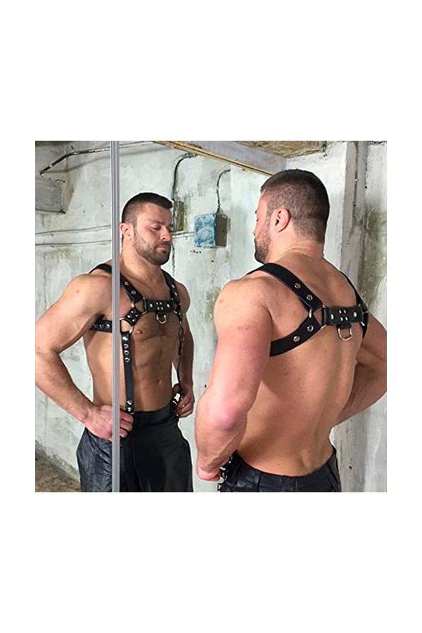 Débardeur pour hommes Lingerie gilet Sexy PU harnais homme sous-vêtements hauts vêtements de nuit