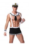 WERTYT Sexy Mens Lingerie sous-Vêtements Majordome Officier Docteur Pompiers Jeu de Rôle Uniforme Noeud Papillon Col Boxer Br