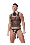 WERTYT Sexy Mens Lingerie sous-Vêtements Majordome Officier Docteur Pompiers Jeu de Rôle Uniforme Noeud Papillon Col Boxer Br