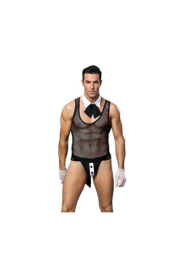 Elonglin Sexy Homme Uniforme Costume Tenues Lingerie Érotique String Boxer Cosplay Vêtement de Nuit Clubwear Jeu de Rôle 1
