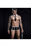 YUHENG Sous-vêtements sexy pour homme, costume de police, sous-vêtements, noir, L