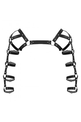COOKOE Lingerie gothique sexy pour homme - Harnais gothique punk exotique - En cuir - Avec cage à bras - Harnais pour muscler