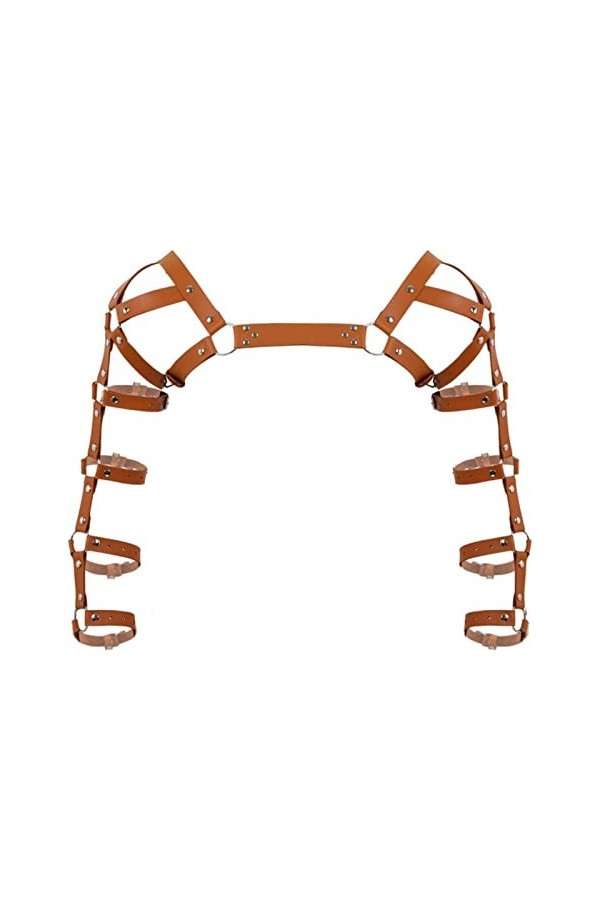 COOKOE Lingerie gothique sexy pour homme - Harnais gothique punk exotique - En cuir - Avec cage à bras - Harnais pour muscler