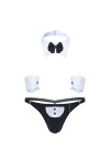 inlzdz Homme Sexy Sous-vêtements Ensemble Erotique Lingerie Sexy Collier Bow Tie & Boxer & Paire de Bracelets Sexy Déguisemen