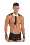 Aiihoo Homme Ensemble Déguisement Marin Sexy Cosplay Uniforme Policier Costume Érotisme Lingerie String Boxer + Bracelets + C