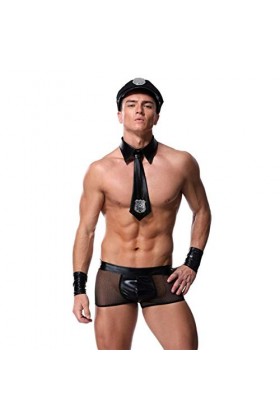 SEXYSY Mâle Sexy Police Costume Noir Sexy Lingerie Chaude érotique Flic Uniforme Police Jeu de rôle vêtements de Sexe Clubwea