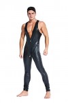 BERMEL pour des Hommes Costume de Chat Cuir Verni Combinaison Tout Le Corps Sexy Latex Le Maillot Regard Humide Fermeture écl