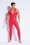 BERMEL pour des Hommes Costume de Chat Cuir Verni Combinaison Tout Le Corps Sexy Latex Le Maillot Regard Humide Fermeture écl