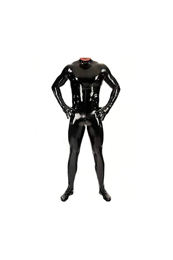 Catsuit en Cuir Verni Brillant pour Hommes Complet du Corps Hommes Conception Sexy Latex Serré Combinaison À Glissière Vêteme