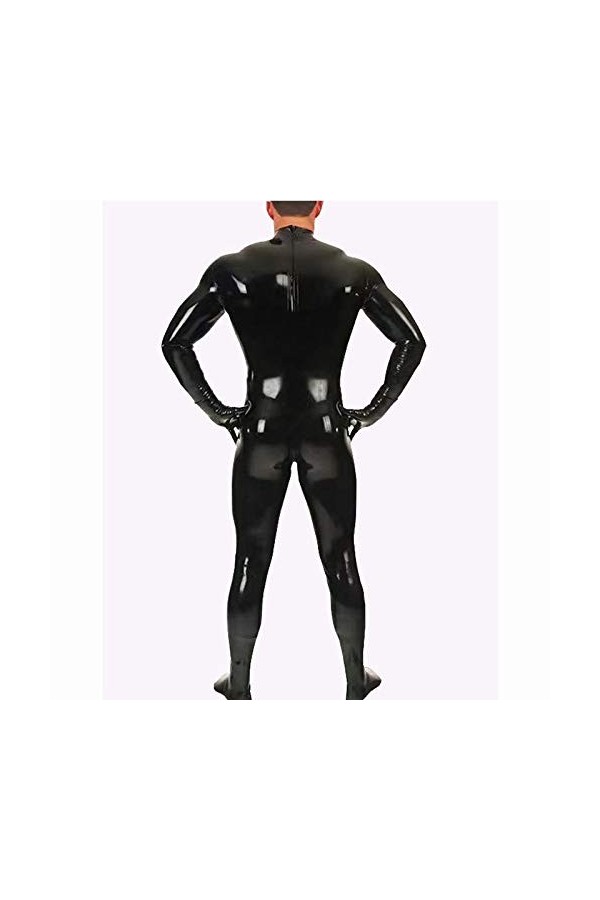 Catsuit en Cuir Verni Brillant pour Hommes Complet du Corps Hommes Conception Sexy Latex Serré Combinaison À Glissière Vêteme