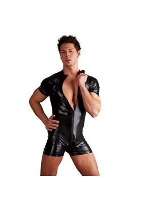 Hahad Catsuit en Cuir Sexy pour Les Hommes,Gilet en Latex de Conception PU Zipper,vêtements de Gilet de fête de Club,XL