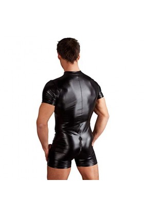 Hahad Catsuit en Cuir Sexy pour Les Hommes,Gilet en Latex de Conception PU Zipper,vêtements de Gilet de fête de Club,XL