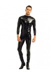 iiniim Homme Combinaison Cuir Verni Bodysuit Manches Longues Jumpsuit Pantalon Wetlook Vêtement FR Plaisir Noir Catsuit Jumps