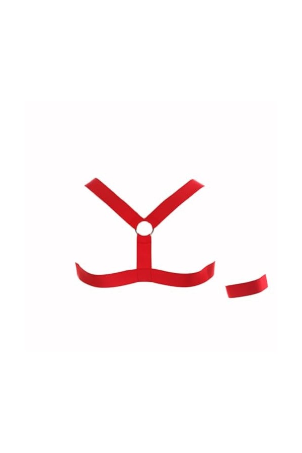 OLIns Hommes Costume dEsclavage Corps Ceinture Bandoulière Nylon Licou Cou Corps élastique Harnais Bandage Color:Black,Size: