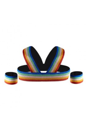 OLIns Homme Harnais Épaule Licou Cou Corps élastique Bandage Clubwear Costume Color:Iridescent,Size:One Size 