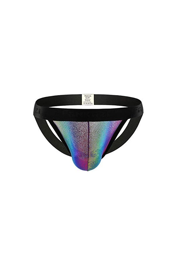 4UFiT Jockstrap Sexy Sous-vêtement pour homme Motif arc-en-ciel brillant - - Medium