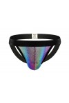 4UFiT Jockstrap Sexy Sous-vêtement pour homme Motif arc-en-ciel brillant - - Medium