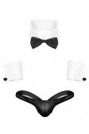 dPois Homme Boxer sous-Vêtement Sexy Lingerie Sissy String Serveur Tuxedo Déguisement Gentleman Costume Bowtie Short & Bracel