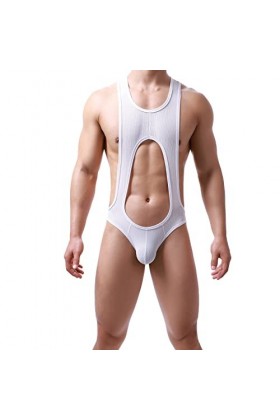 MIYUE Homme String Body Dentelle Transparent Bodysuit Sexy Combinaison sans Manches Bretelles sous-vêtement Sexy Lingerie Tho