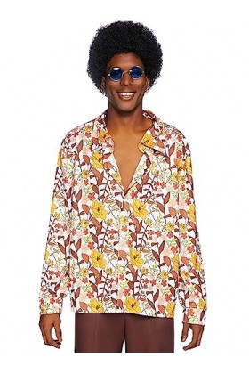 Leg Avenue Mens 70s Floral Shirt Adult Sized Costumes, Multicolore, S-M Homme