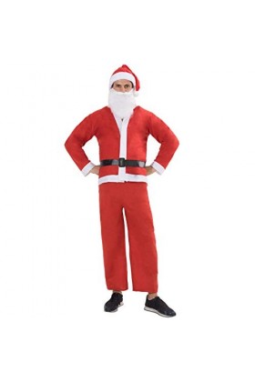 ReneeCho Costume de Père Noël pour homme Rouge
