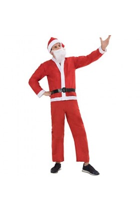 ReneeCho Costume de Père Noël pour homme Rouge