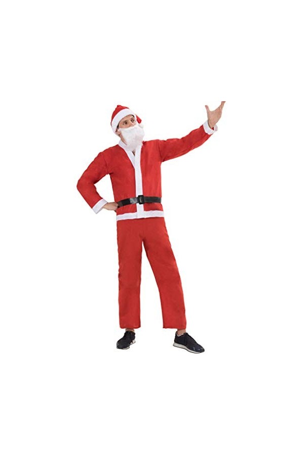 ReneeCho Costume de Père Noël pour homme Rouge