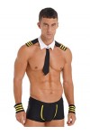 inhzoy Homme Ensemble Lingerie Déguisement Waiter Tuxedo Erotique Policier Costume Serveur Sexy Briefs Sous-vêtement Boxer Co
