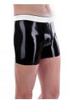JVHGE Mens Latex Boxer Shorts with White Waist Crotch Zipper Swimsuit