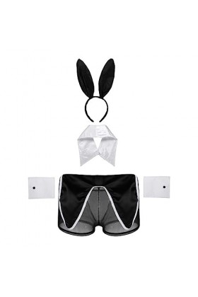 Alvivi Homme 4PCS Ensemble Lingerie Sexy String Jeu De Rôle Butlér Déguisement Soubrette Halloween Clubwear Erotique Sexuel A