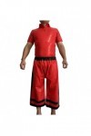 T-Shirt et short en caoutchouc pour hommes, 100% Latex naturel rouge avec garnitures noires, costume pantalon ample, gomme fa