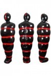Sac de couchage gonflable sexy en latex noir avec sangles rouges et fermeture éclair