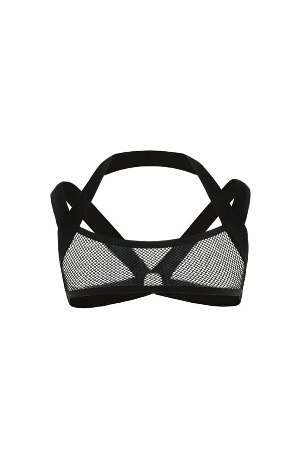 OLIns Débardeur Licou Cou Corps élastique Harnais Bandage Homme Sexy Crop Top Fitness Bar Club Fête Cosplay Color:Red,Size:On