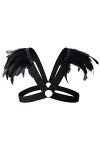 Générique Strip-Tease Décoration de Plumes pour Hommes Corset Sexy Sangle de Poitrine Anneau en métal Bondage Gilet évidé Bl