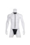 CHOUBAGUAI Nouveauté Sexy Homme Mankini String Lingerie Serveuse Costume Jarretelles Combinaison Cravate-Rouge-Taille Unique
