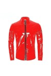 Hommes Sexy Brillant Wetlook Cuir Chemise façonnage Gaine Manteau décontracté mâle Brillant PVC Cuir Veste Hauts