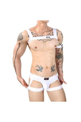 CHUNNUAN Costume de Lingerie Sexy pour Hommes Vêtements de Nuit Discothèque Costume de Scène Épaule Poitrine Harnais Ceinture
